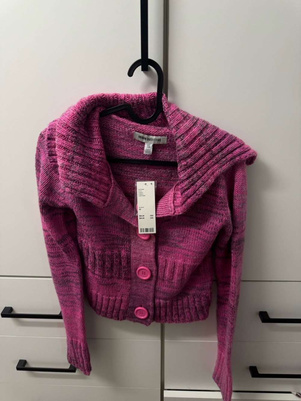 Urban Outfitters Hot Pink Shawl-Collar Button Cardigan